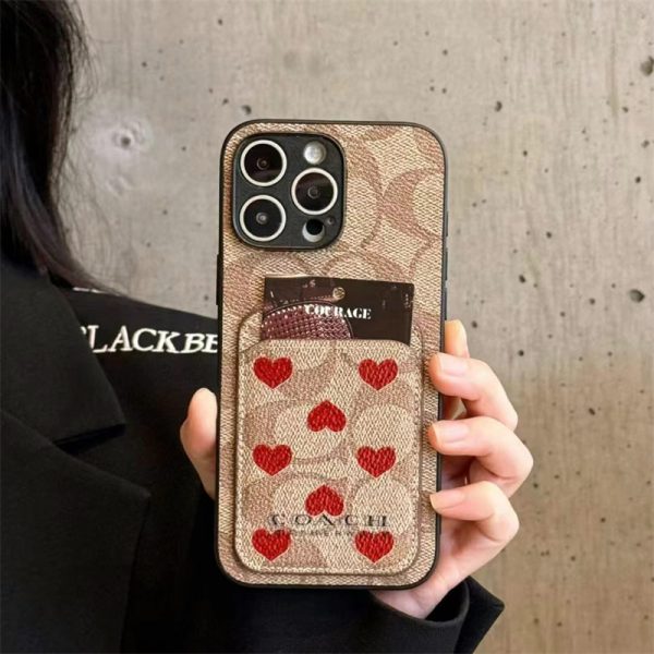 コーチ iphone16ケース coach iphone16e ケース スマホケース ブランド お 揃い カップル iphone15/14 ケース ハート柄 iphone ケース カード 収納 ハイ ブランド 人気 男女 - 画像 (2)