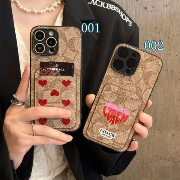 コーチ iphone16ケース coach iphone16e ケース スマホケース ブランド お 揃い カップル iphone15/14 ケース ハート柄 iphone ケース カード 収納 ハイ ブランド 人気 男女 - 画像 (9)