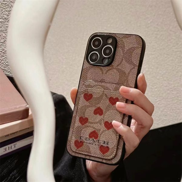 コーチ iphone16ケース coach iphone16e ケース スマホケース ブランド お 揃い カップル iphone15/14 ケース ハート柄 iphone ケース カード 収納 ハイ ブランド 人気 男女 - 画像 (4)