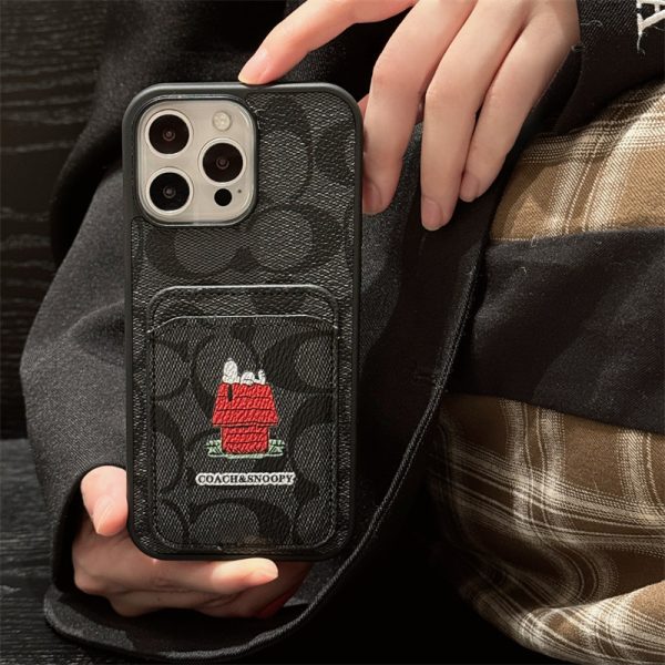 コーチ スヌーピー iphone16/16pro ケース coach iphone16 ケース ブランド iphonese2/se3 ケース お 揃い カップル iphone15/14 ケース キャラクター iphone ケース カード 収納 ハイ ブランド - 画像 (5)