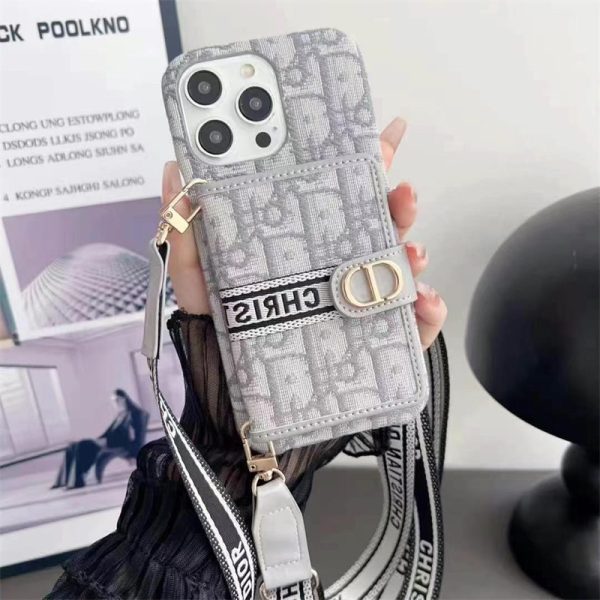 dior スマホ ショルダー ディオール オブリーク iPhone16/16pro ケース 肩掛け iphone15/14pro max ケース カード ケース 付き iphone13/12/11 ケース 斜めがけ ブランド 背面収納 - 画像 (3)