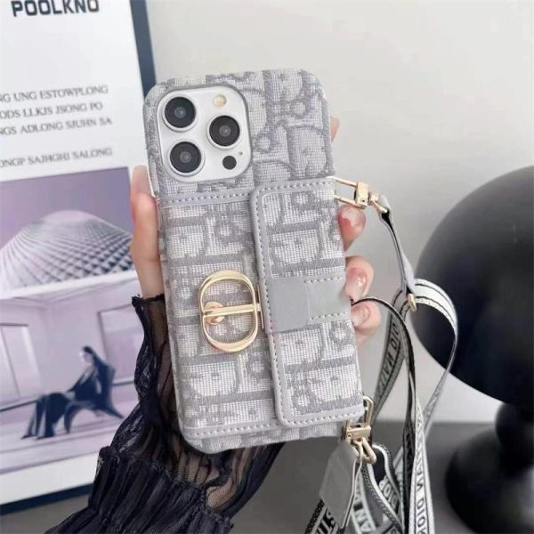 dior スマホ ショルダー ディオール オブリーク iPhone16/16pro ケース 肩掛け iphone15/14pro max ケース カード ケース 付き iphone13/12/11 ケース 斜めがけ ブランド 背面収納 - 画像 (2)