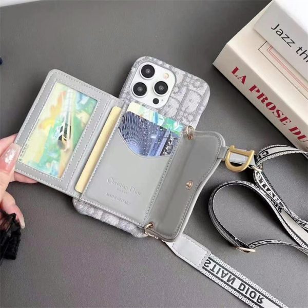 dior スマホ ショルダー ディオール オブリーク iPhone16/16pro ケース 肩掛け iphone15/14pro max ケース カード ケース 付き iphone13/12/11 ケース 斜めがけ ブランド 背面収納 - 画像 (6)