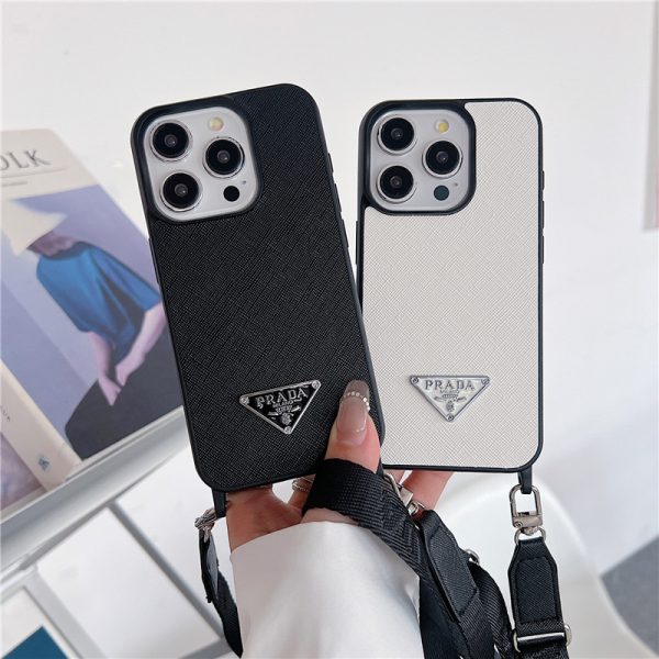 iphone17/17pro ショルダーケース ブランド prada iphone16pro/16promax ケース ストラップ付き iphone15/15pro ケース おしゃれ メンズ アイフォン14/13/12 ケース お揃い - 画像 (2)