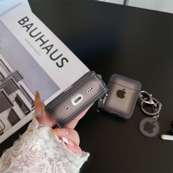 airpodsケース ハイブランド ソフトケース キーリング付き airpods4ケース 半透明 ブラック エアポッツ 第三世代 ケース airpods pro/ pro2 カバー ロゴ付き 人気 ススメ - 画像 (5)