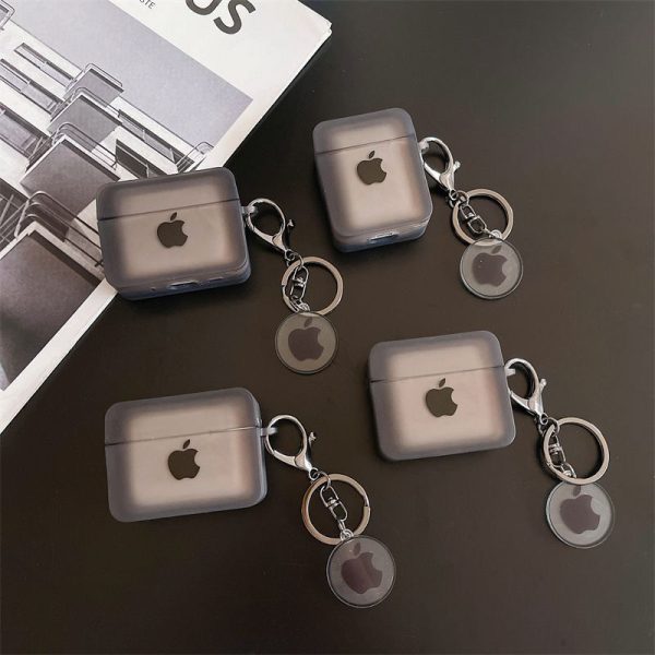 airpodsケース ハイブランド ソフトケース キーリング付き airpods4ケース 半透明 ブラック エアポッツ 第三世代 ケース airpods pro/ pro2 カバー ロゴ付き 人気 ススメ - 画像 (2)