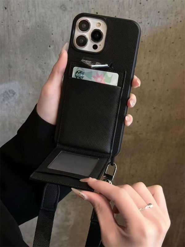 prada iphone16/16pro ケース カードケース 付き プラダ スマホ ショルダー iphone15pro/14promaxケース ブランド メンズ iphone13promax/12 ケース 背面 収納 ブランド スマホショルダー 大人 かわいい - 画像 (3)