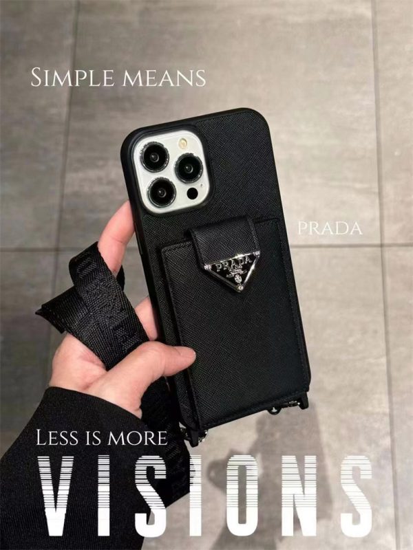 prada iphone16/16pro ケース カードケース 付き プラダ スマホ ショルダー iphone15pro/14promaxケース ブランド メンズ iphone13promax/12 ケース 背面 収納 ブランド スマホショルダー 大人 かわいい