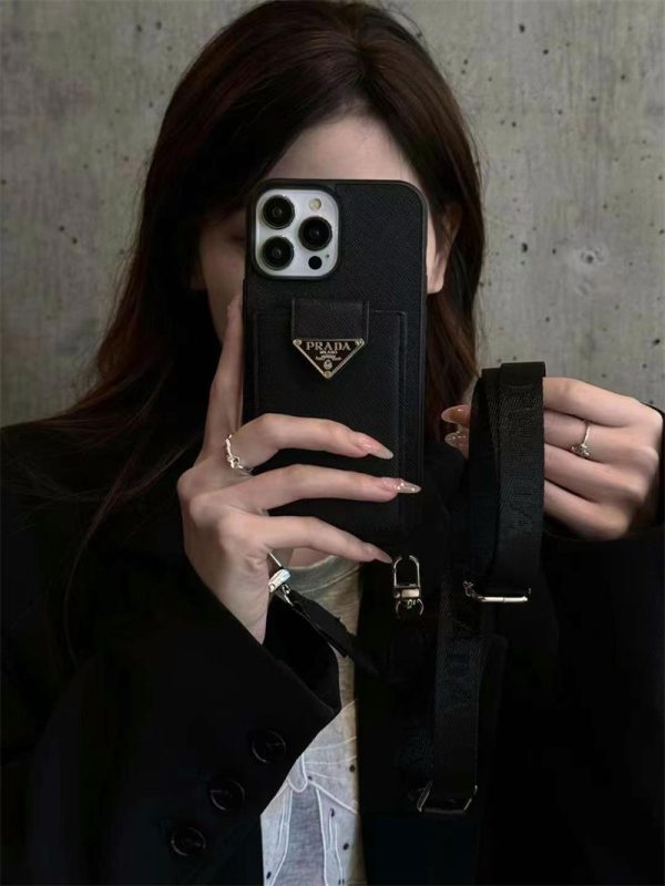 prada iphone16/16pro ケース カードケース 付き プラダ スマホ ショルダー iphone15pro/14promaxケース ブランド メンズ iphone13promax/12 ケース 背面 収納 ブランド スマホショルダー 大人 かわいい - 画像 (7)