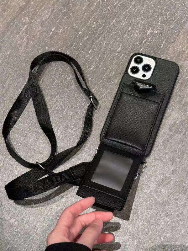 prada iphone16/16pro ケース カードケース 付き プラダ スマホ ショルダー iphone15pro/14promaxケース ブランド メンズ iphone13promax/12 ケース 背面 収納 ブランド スマホショルダー 大人 かわいい - 画像 (5)