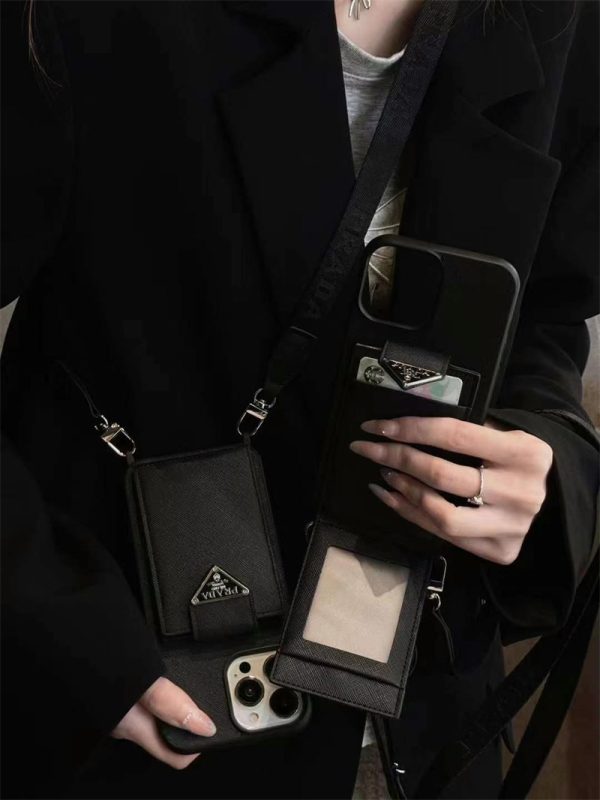 prada iphone16/16pro ケース カードケース 付き プラダ スマホ ショルダー iphone15pro/14promaxケース ブランド メンズ iphone13promax/12 ケース 背面 収納 ブランド スマホショルダー 大人 かわいい - 画像 (6)