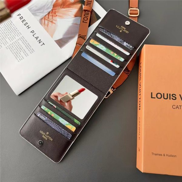 スマホショルダー ルイヴィトン スマホポーチ ハイブランド スマホ ポシェット 人気 肩掛け ミニ バッグ ショルダー ブランド カード入れ ミラー付き - 画像 (11)