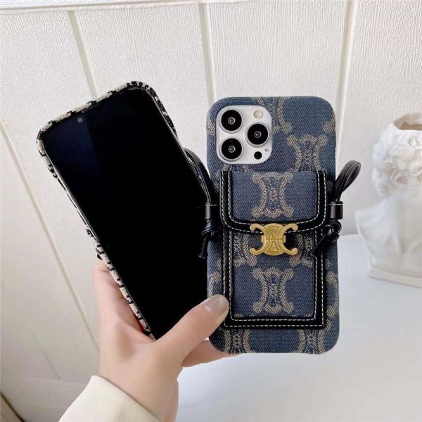 セリーヌ iphone16pro/16promax/15/15pro ケース ショルダー iphone14 iphone14pro max ケース 背面ポケット 大人 celine iphone13/12 ケース 可愛い 韓国 - 画像 (7)